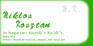 miklos kosztan business card